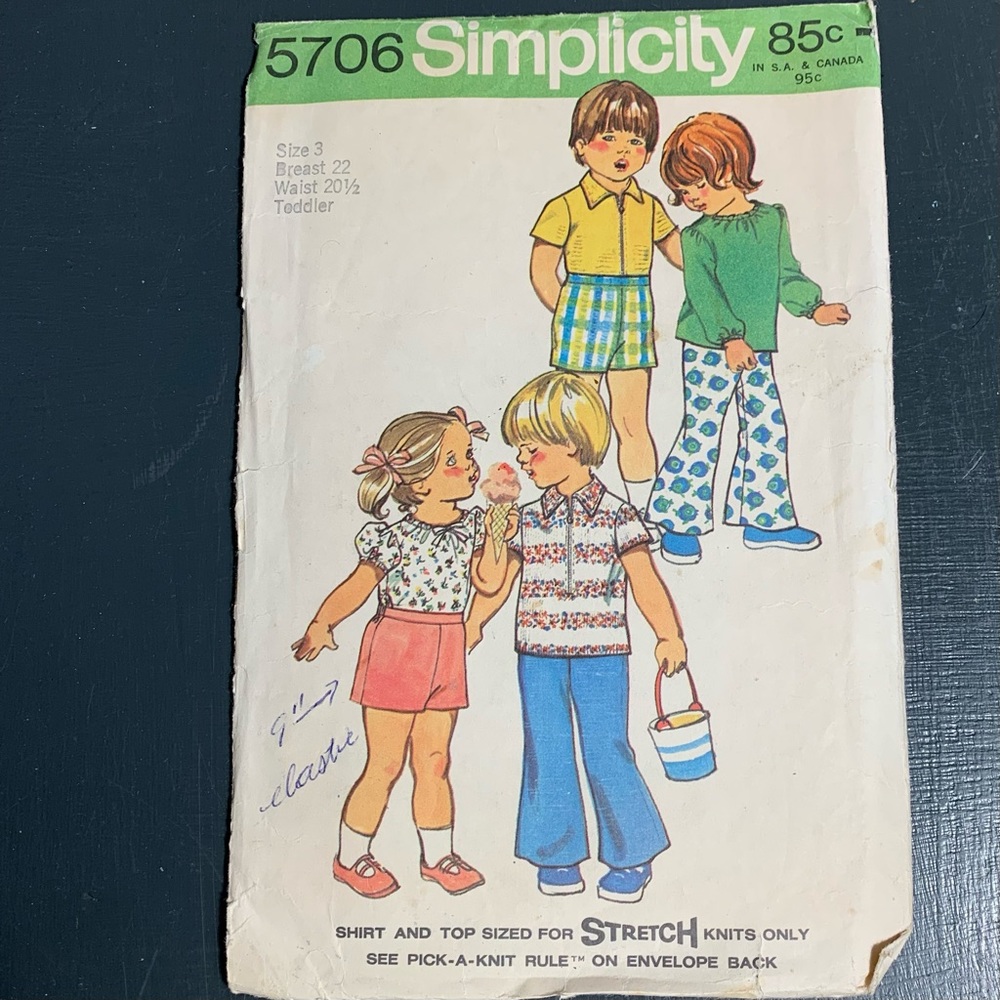 Simplicity Kids Sewing Pattern from the 70s